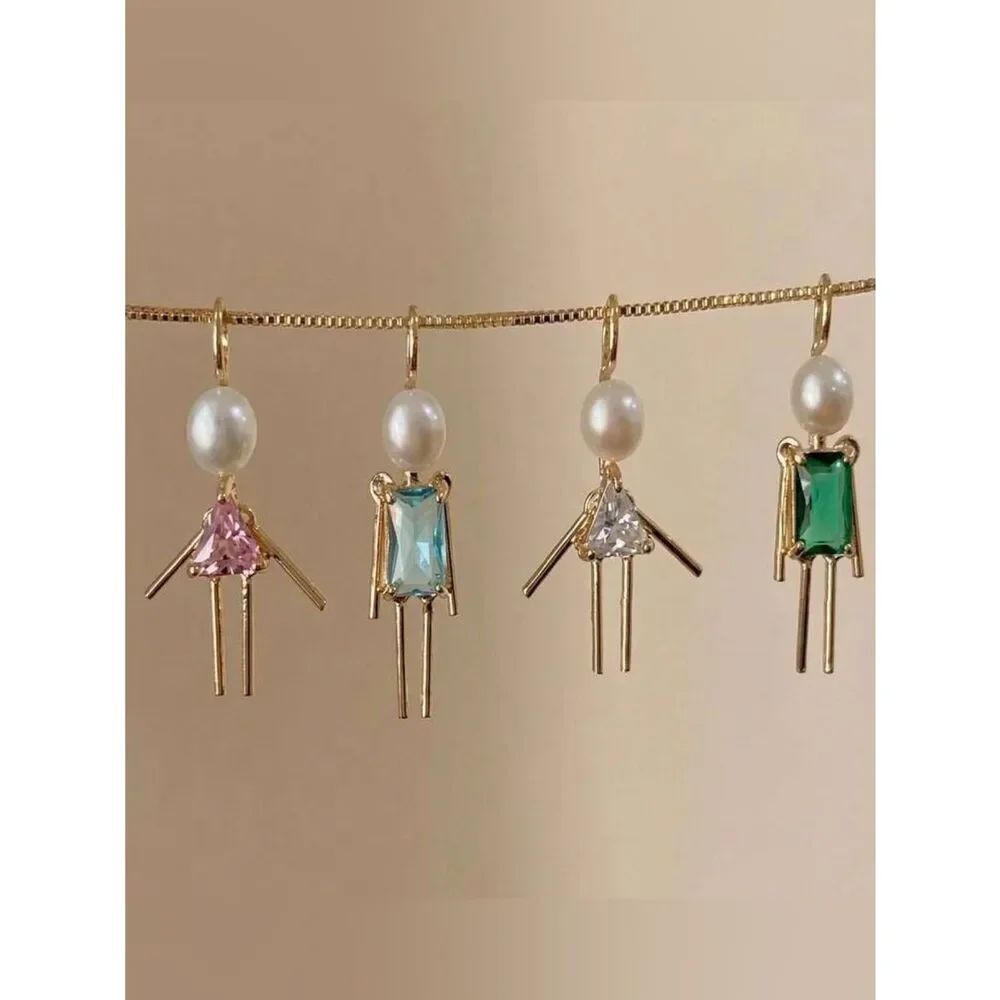 Gold Pearl Doll Pendant Necklace A2021